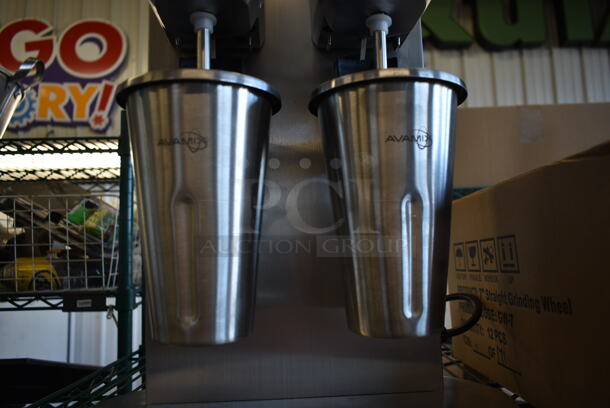 BRAND NEW SCRATCH AND DENT! Avantco DM-B-21C Stainless Steel Commercial Countertop 2 Head Milkshake Mixer w/ 2 Mixing Cups. 110-120 Volts, 1 Phase. Tested and Working! - Image 7 of 11