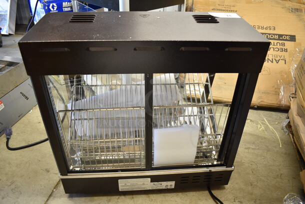 BRAND NEW SCRATCH AND DENT! 2023 Avantco 177HDC26 Metal Commercial 26" Self/Full Service 3 Shelf Countertop Heated Display Case with Sliding Doors. See Pictures For Broken Front Glass. 120 Volts, 1 Phase. Tested and Working! - Image 7 of 8