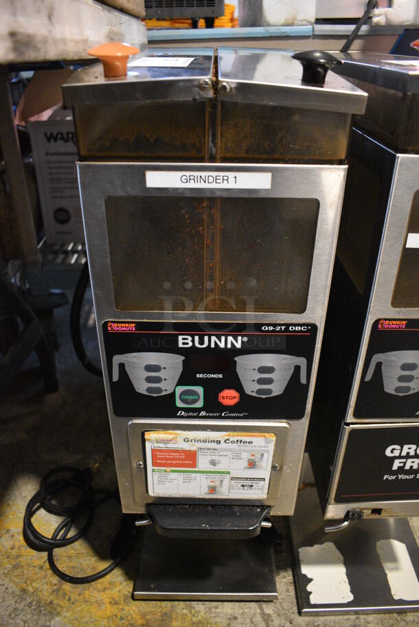 Bunn Model G9-2T DBC Stainless Steel Commercial Countertop Coffee Bean Grinder. 120 Volts, 1 Phase. 8.5x18.5x28. Tested and Working! - Image 1 of 5