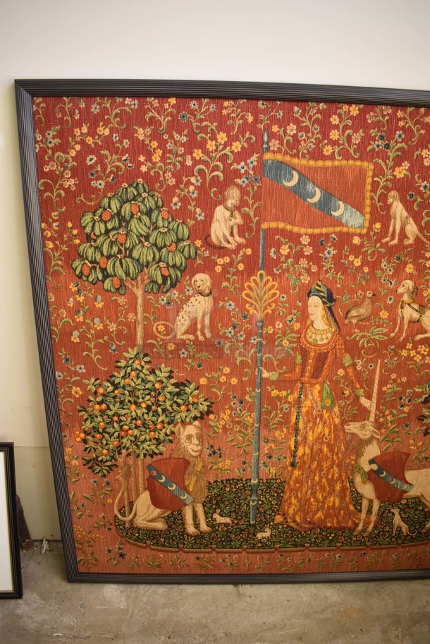 HIGH END REPRODUCTION of Framed Tapestry of The Lady and The Unicorn; Touch. This Tapestry is One of Five Parts That Tell a Story of The Lady and The Five Senses - Image 4 of 11