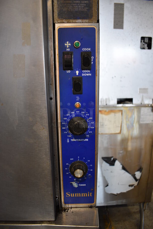 2 US Range Summit Stainless Steel Commercial Electric Powered Full Size Convection Oven w/ View Through Door, Solid Door, Metal Oven Racks and Thermostatic Controls. Appears To Be 208 Volt, 3 Phase. 38x38x69. 2 Times Your Bid! - Image 4 of 8