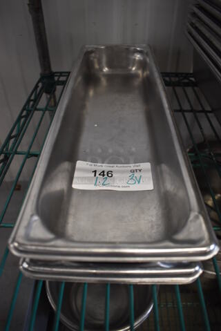 3 Stainless Steel Half Size Long Drop In Bins. 1/2Lx2, 1/2Lx1. 3 Times Your Bid!