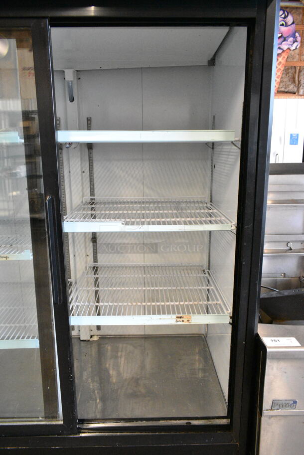 Avantco 178GDS47HCB Metal Commercial 2 Door Reach In Cooler Merchandiser w/ Poly Coated Racks on Commercial Casters. 115 Volts, 1 Phase. Tested and Powers On But Does Not Get Cold - Image 4 of 7