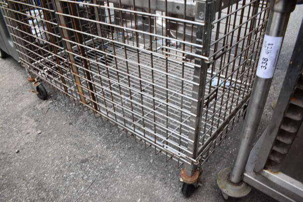 Chrome Finish 4 Tier Wire Shelving Unit w/ Liquor Cage on Commercial Casters. BUYER MUST DISMANTLE. PCI CANNOT DISMANTLE FOR SHIPPING. PLEASE CONSIDER FREIGHT CHARGES.  - Image 2 of 4