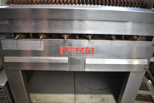 Vulcan Stainless Steel Commercial Gas Powered Charbroiler Grill w/ Under Shelf on Commercial Casters.  - Image 2 of 6