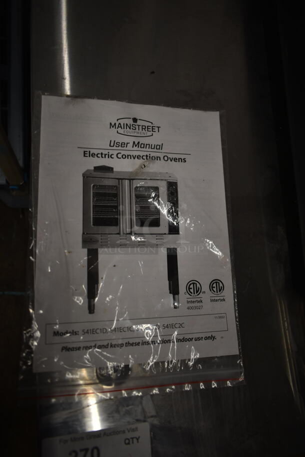 BRAND NEW SCRATCH AND DENT! Mainstreet Stainless Steel Commercial Electric Powered Full Size Convection Oven w/ View Through Doors, Metal Oven Racks and Thermostatic Controls. Comes w/ Metal Legs. 208 Volts, 1/3 Phase. - Image 7 of 7