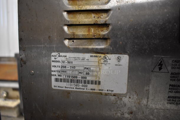 2013 Alto Shaam 767-SK/III Stainless Steel Commercial Undercounter Heated Holding Cabinet on Commercial Casters. 208-240 Volts, 1 Phase. 25.5x31x33 - Image 6 of 7