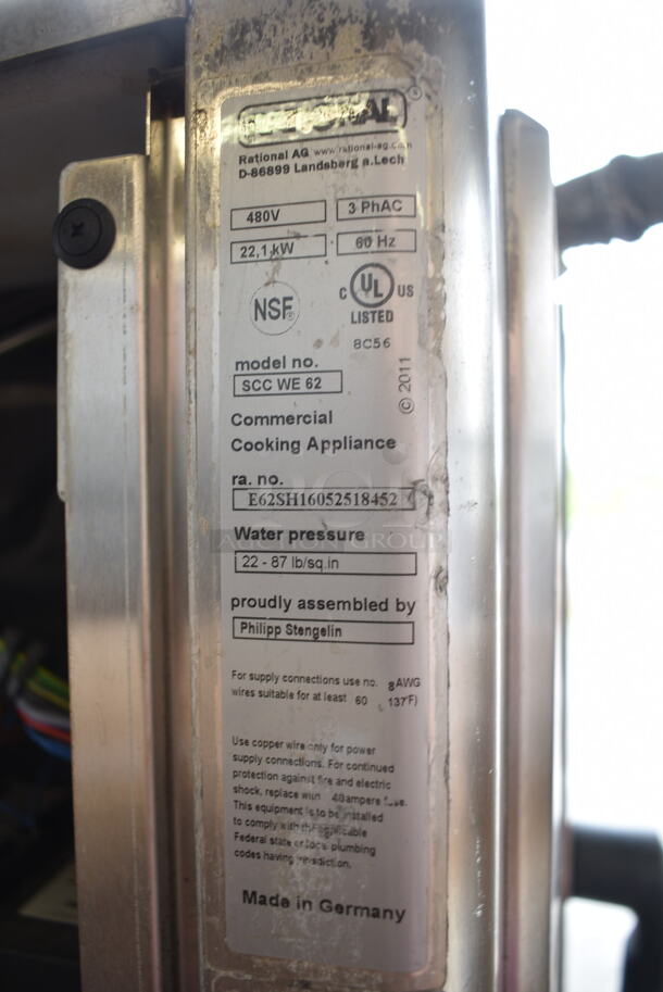 2 2016 Rational Stainless Steel Commercial Combitherm Self Cooking Center Convection Ovens on Commercial Casters. Top Model: SCC WE 62. Bottom Model: SCC WE 102. 480 Volts, 3 Phase. See Pictures for Lower Oven Glass Damage. 2 Times Your Bid! - Image 10 of 11