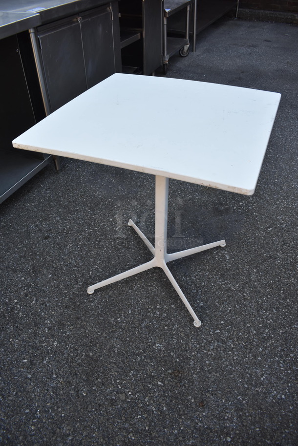 4 White Dining Height Tables on White Table Base. Stock Picture - Cosmetic Condition May Vary. 27.5x27.5x29. 4 Times Your Bid! - Image 4 of 8