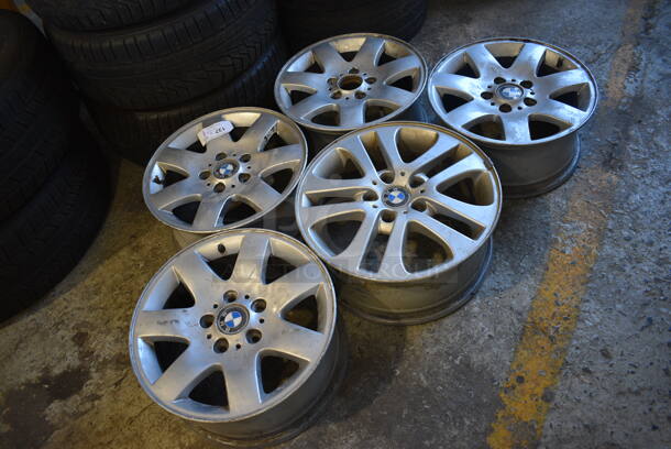5 Various Metal Car Tire Rims. Includes BMW Rims. Four: IS47 71x16 H2 and One IS47 7Jx17H2. Includes 17.25x8x17.25. 5 Times Your Bid! - Image 3 of 10