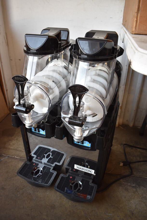 BRAND NEW! Narvon Model AURORA 2 Metal Commercial Countertop 2 Hopper Slushie Machine. Each Hopper Has 1.6 Gallon Capacity. 120 Volts, 1 Phase. 17x22x30 - Image 2 of 5