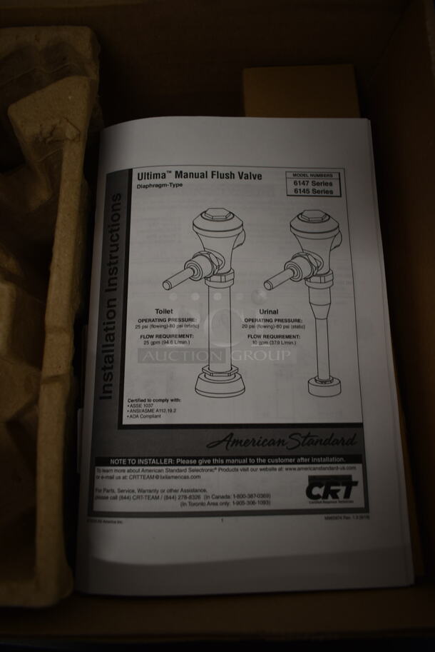 LIKE NEW! American Standard 6145051.002 Ultima Exposed Manual Diaphragm Urinal Flush Valve - 0.5 GPF - Image 6 of 7