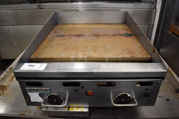Vulcan Stainless Steel Commercial Countertop Natural Gas Powered Flat Top Griddle w/ Thermostatic Controls. 24x31x15