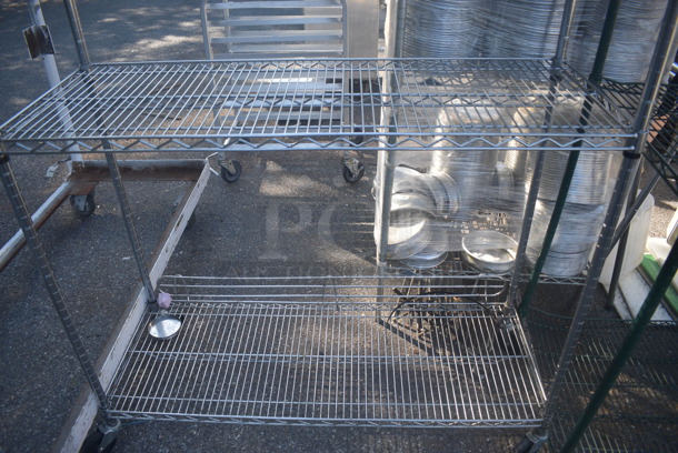 Open Utility Shelf With Metro Style Shelving On Commercial Casters. BUYER MUST DISMANTLE. PCI CANNOT DISMANTLE FOR SHIPPING. PLEASE CONSIDER FREIGHT CHARGES. - Image 3 of 5