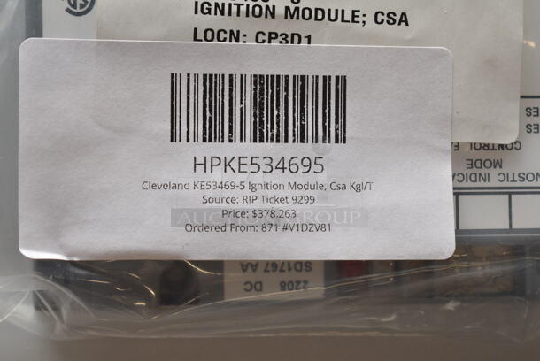 2 BRAND NEW SCRATCH AND DENT! Items; HPKE534695 Cleveland KE53469-5 Ignition Module; Csa Kgl/T, HPSK2477000 Cleveland SK2477000 Ignitor/Pilot Assy;T1/T4. 2 Times Your Bid! - Image 3 of 4