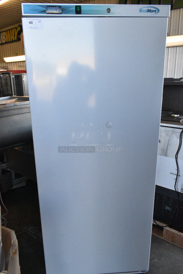 BRAND NEW SCRATCH AND DENT! KoolMore KM-RMD20WH 20 Cu. Ft. Commercial Reach in Refrigerator. 115 Volts, 1 Phase. Tested and Working! - Image 1 of 7