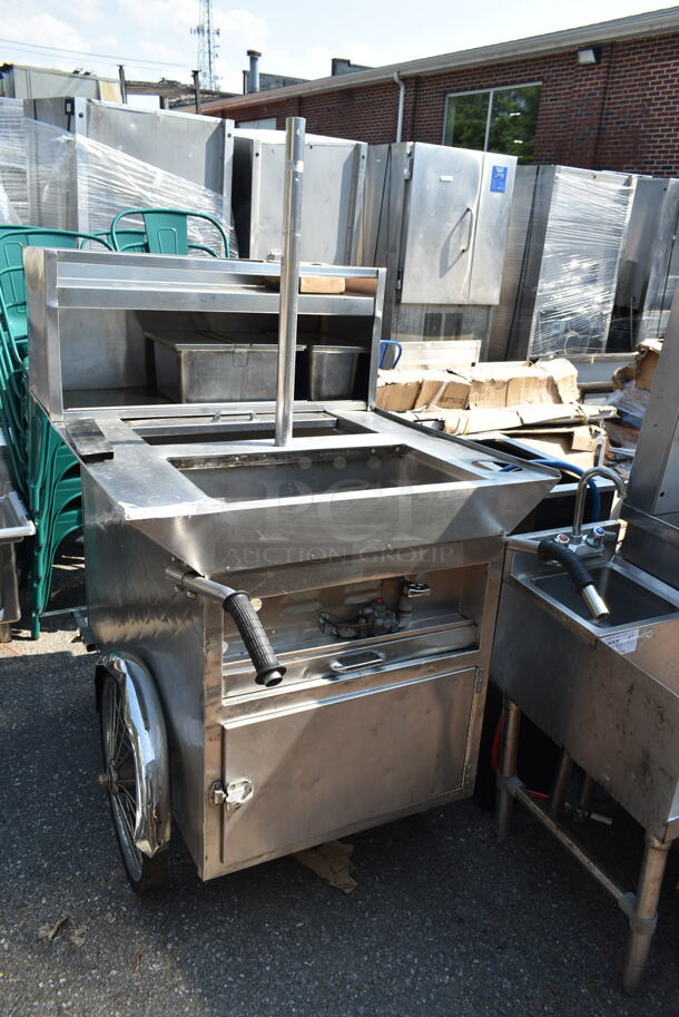 Stainless Steel Commercial Hot Dog Cart on Casters.  - Image 1 of 10