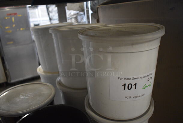 6 White Poly Containers w/ Lids. 7x7x7. 6 Times Your Bid! - Image 2 of 3