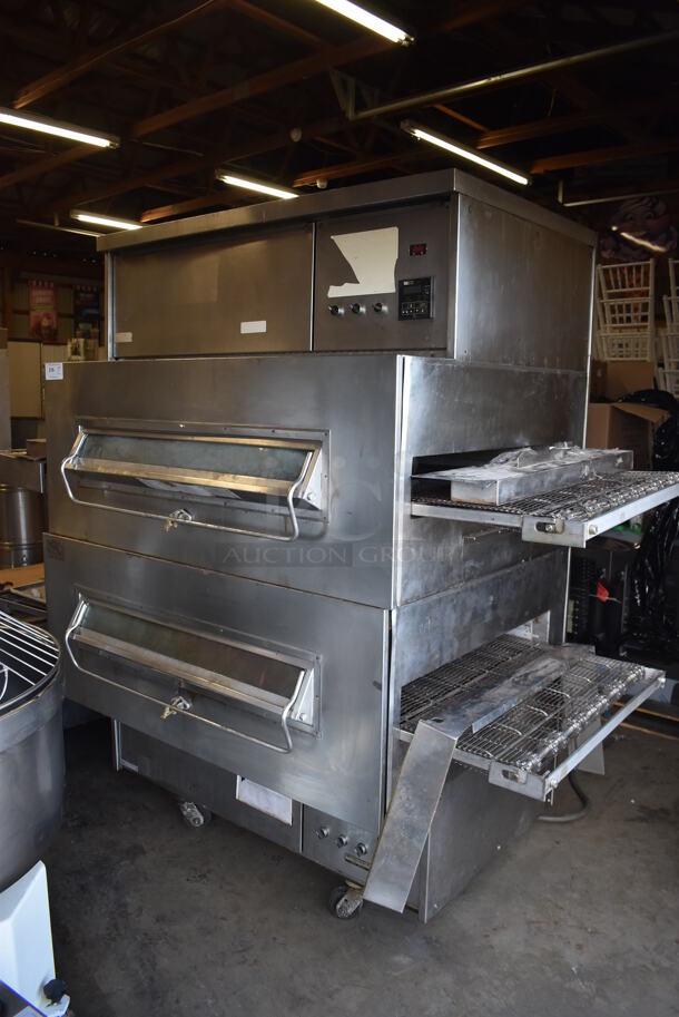 2 Middleby Marshall PS360S-2 Stainless Steel Commercial Floor Style Conveyor Pizza Oven on Commercial Casters. 92x45x82. 2 Times Your Bid! - Image 1 of 7