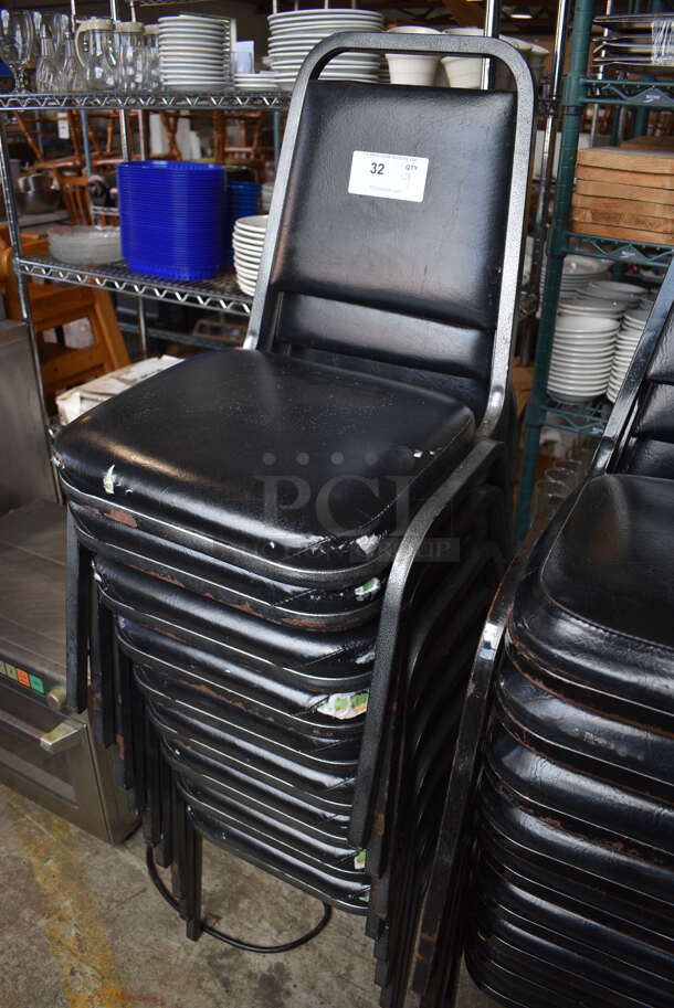 9 Gray Metal Stackable Banquet Chairs w/ Black Cushions. 18x21x32. 9 Times Your Bid! - Image 2 of 4