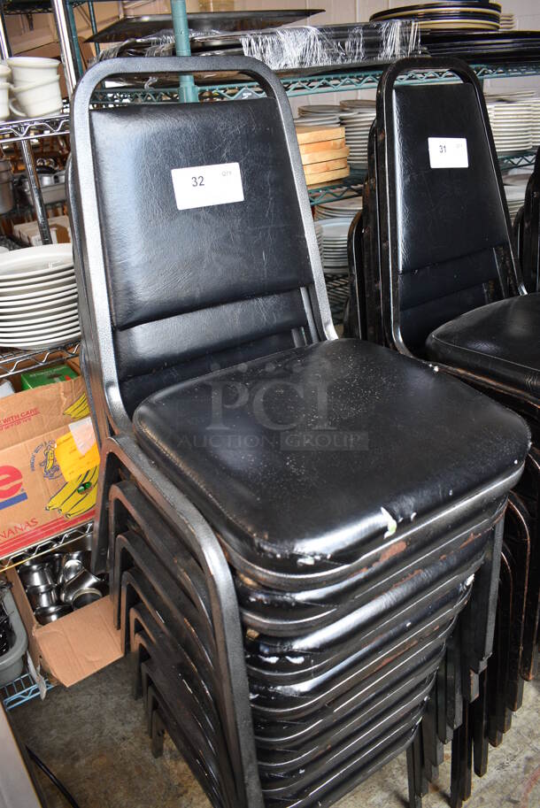 9 Gray Metal Stackable Banquet Chairs w/ Black Cushions. 18x21x32. 9 Times Your Bid! - Image 3 of 4