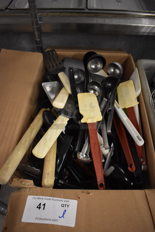 ALL ONE MONEY! Lot of Various Metal Utensils Including Ladles, Poly Spatulas and Tongs - Image 1 of 5