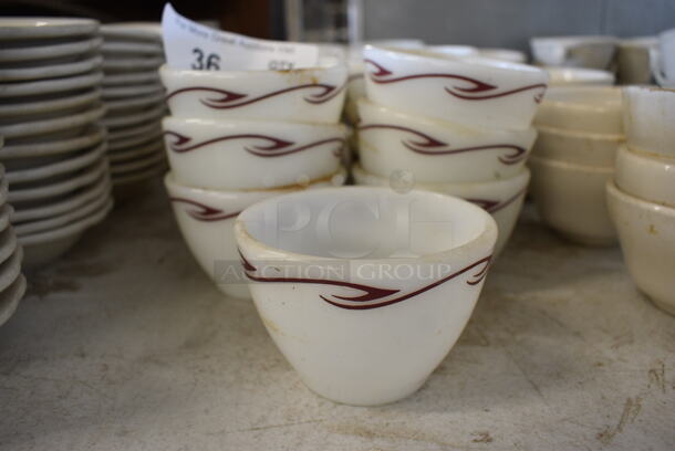 31 White and Red Ceramic Bowls. 3.5x3.5x2.5. 31 Times Your Bid!