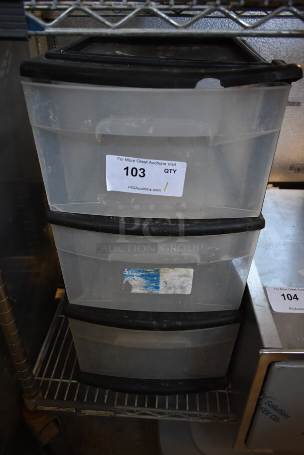 Clear and Black Poly 2 Drawer Unit. - Image 1 of 5