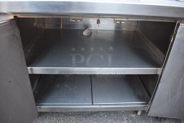 Stainless Steel Table w/ Back Splash, 4 Doors and Under Shelf. 72x32x42 - Image 3 of 5