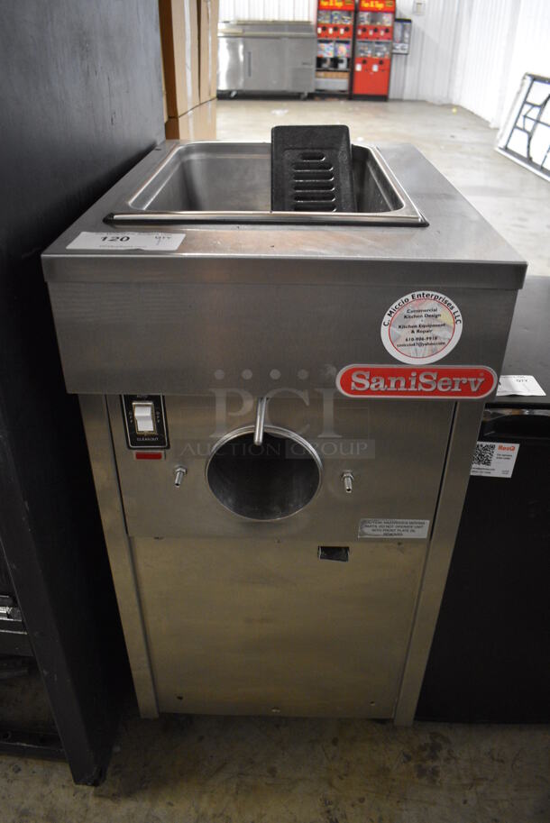 SaniServ Model A4041N Stainless Steel Commercial Countertop Air Cooled Single Flavor Soft Serve Ice Cream Machine. 208-230 Volts, 1 Phase. 17x25x34