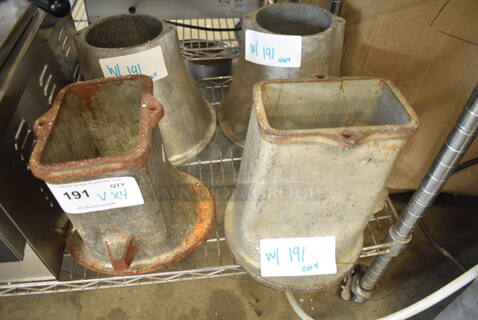 ALL ONE MONEY! Lot of 4 Metal Meat Mixer Grinder Pieces. 