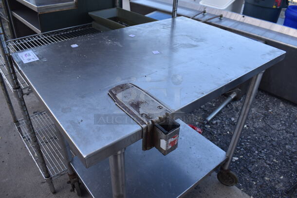 Stainless Steel Commercial Table w/ Commercial Can Opener Mount and Under Shelf on Commercial Casters. 24x36x33.5 - Image 3 of 4
