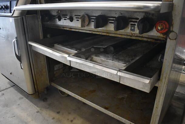 MagiKitch'n Stainless Steel Commercial Floor Style Natural Gas Powered Charbroiler Grill on Commercial Casters. 36x35x40 - Image 5 of 7