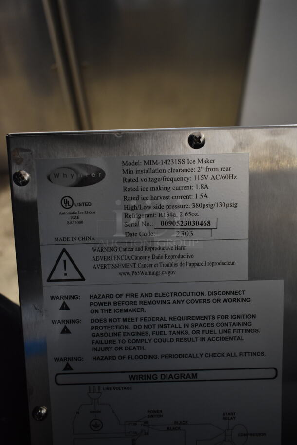 BRAND NEW SCRATCH AND DENT! Whynter UIM-502SS Stainless Steel Built-In / Freestanding 15" Ice Maker Machine 25lb. 115 Volts, 1 Phase. Tested and Working! - Image 4 of 4