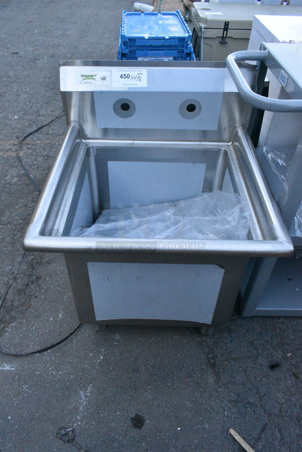 BRAND NEW SCRATCH AND DENT! Regency 600S11818  23" 16-Gauge Stainless Steel One Compartment Commercial Sink with Stainless Steel Legs, without Drainboard - 18" x 18" x 14" Bowl - Image 2 of 6