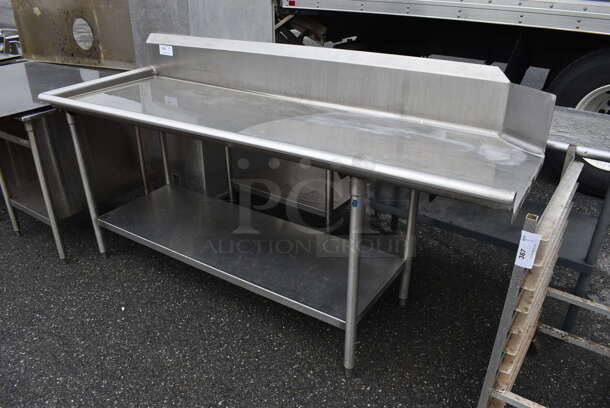 Stainless Steel Commercial Left Side Clean Side Dishwasher Table w/ Metal under Shelf. 85x30x45 - Image 2 of 4