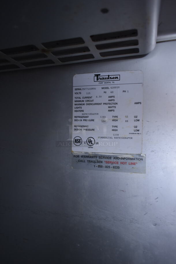 Traulsen G20010 Stainless Steel Commercial 2 Door Reach In Cooler. 115 Volts, 1 Phase. Tested and Powers On But Does Not Get Cold - Image 7 of 7