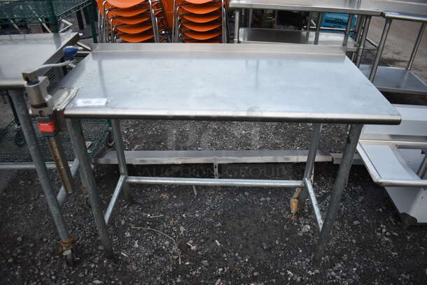 Stainless Steel Commercial Table w/ Mounted Commercial Can Opener and Back Splash. 48x24x38