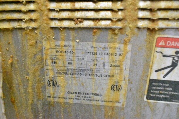 Giles EOF-10-10 Stainless Steel Commercial Electric Powered 3 Bay Fryer w/ Dumping Station on Commercial Casters. 480 Volts, 3 Phase. - Image 12 of 12