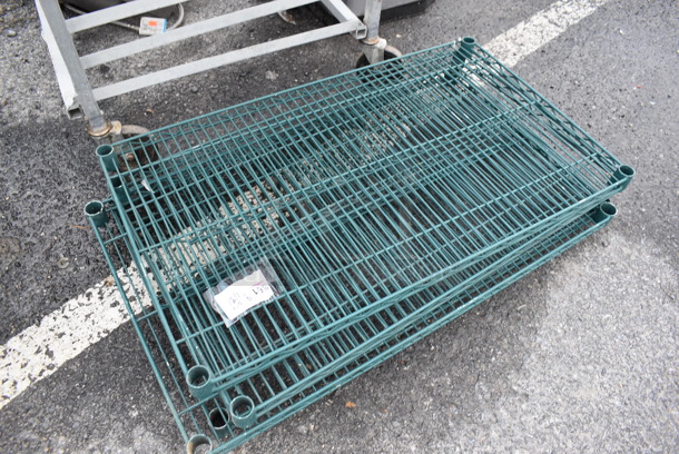 ALL ONE MONEY! Lot of 4 Green Finish Wire Shelves. 36x21x1.5 - Image 2 of 3