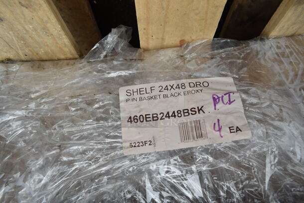 Box of 4 BRAND NEW SCRATCH AND DENT! Regency 460EB2448BSK 24" x 48" NSF Black Epoxy Shelf Basket - Image 2 of 2