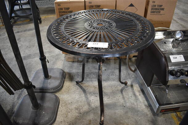 Black Metal Round Patio Table. 27x27x28