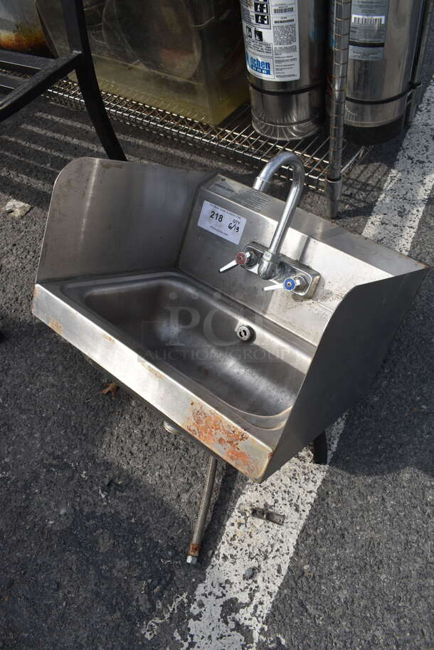 Advance Tabco Wall Mount Hand Sink w/ Side Splashes and Faucet - Image 3 of 4