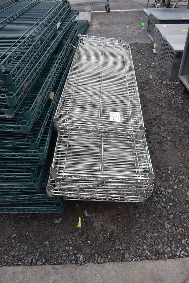 ALL ONE MONEY! Lot of 14 Various Chrome Finish Wire Shelves. Includes 48x18x1.5 - Image 2 of 4