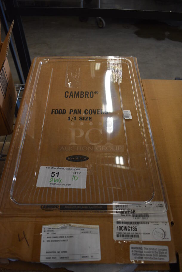 ALL ONE MONEY! Lot of 10 BRAND NEW IN BOX! Cambro Clear Poly Full Size Drop In Bin Lids - Image 1 of 3