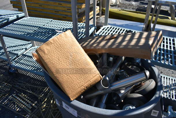ALL ONE MONEY! Lot of Various Items Including Commercial Casters in Gray Poly Trash Can. 28x26x33 - Image 2 of 6