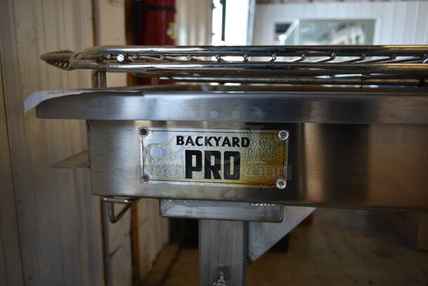 LIKE NEW! Backyard Pro 554CHAR30SS Stainless Steel Commercial Portable Charcoal Grill w/ Cover on Commercial Casters. - Image 4 of 6