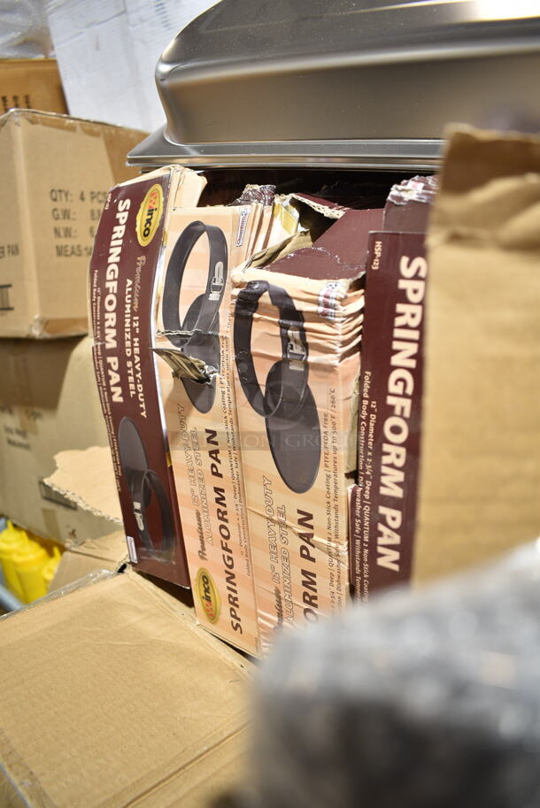 PALLET LOT of 25 BRAND NEW! Items/Boxes Including Stainless Steel Chafing Dish Dome Covers, Springform Pans, 4 Various Winco Chafers, Winco MPB-36 Mop Bucket, Winco TBH-18 18" Table Number Holders. 25 Times Your Bid! - Image 3 of 12