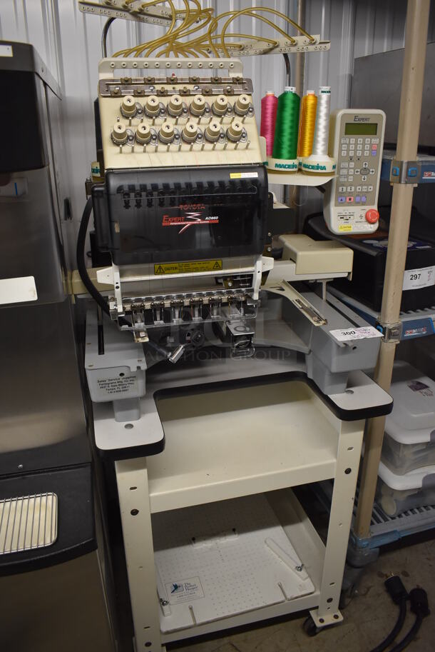 Expert AD860 Metal Commercial Floor Style Embroidery Machine on Commercial Casters w/ 2 Tiers Worth of Extra Parts. Includes 26x30x64 - Image 2 of 12