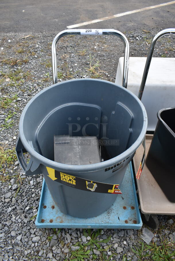 Dish Caddy Cart and Rubbermaid Brute Poly Trash Can. - Image 1 of 5
